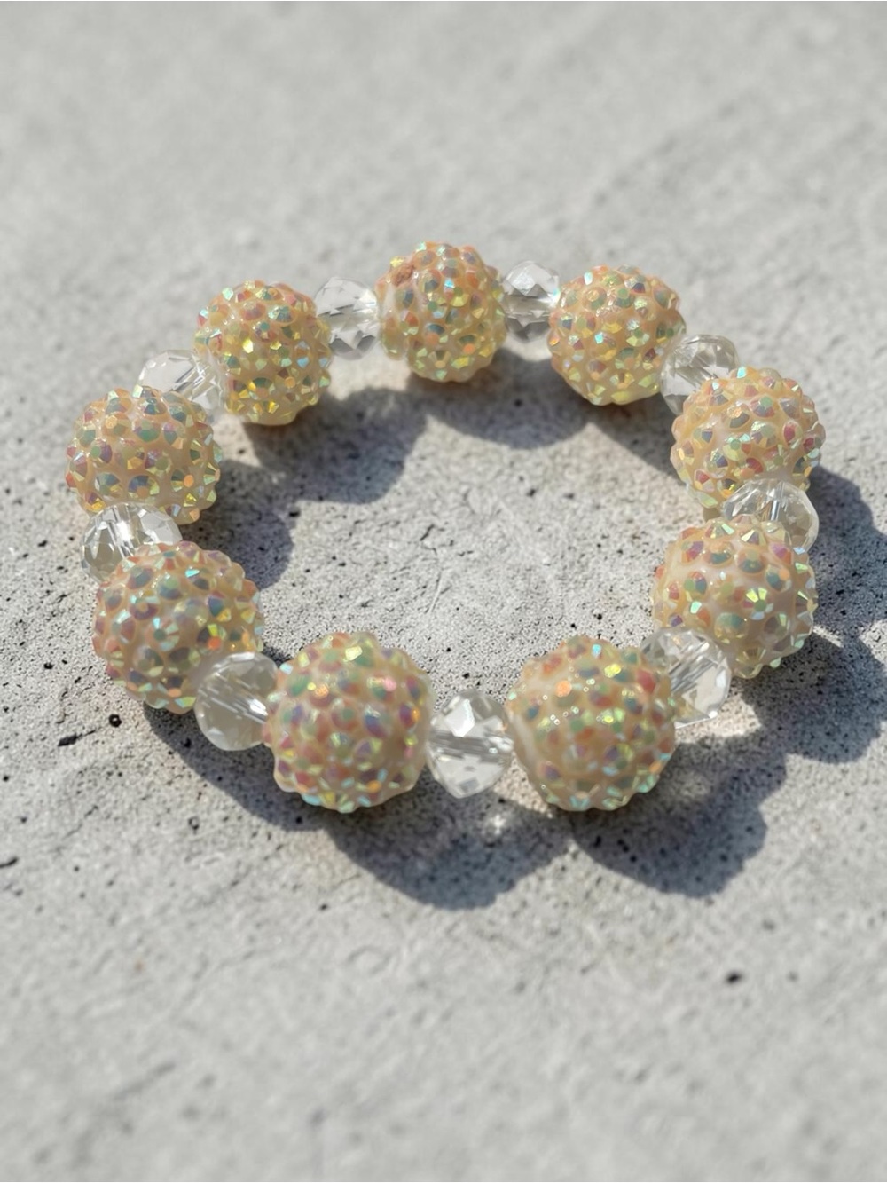 Pavé Crystal Bead Aurora Borealis Rhinestones Stretch Bracelet - Picture 5 of 6
